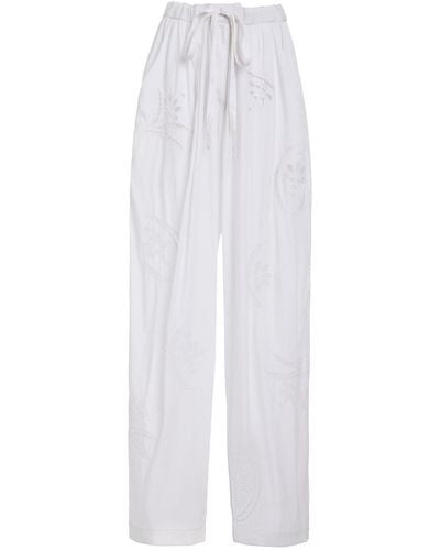 Isabel Marant Hectorina Eyelet-embroidered Poplin Wide-leg Trousers - White