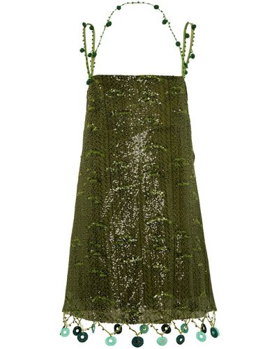 Siedres Enta Bead-embellished Sequined Mini Dress - Green