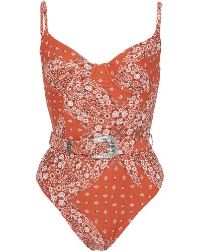 Onia + Weworewhat Belted Bandana-print Swimsuit - Red