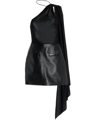 Matériel Asymmetric Silk-blend Mini Dress - Black