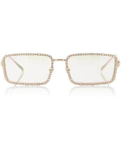 Gucci Crystal Square-frame Metal Sunglasses - Pink
