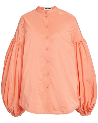 Jil Sander Exclusive Puff-sleeve Button-down Tunic Top - Pink