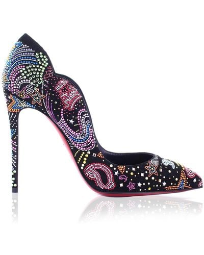 Christian Louboutin Hot Chick 100mm Crystal-embellished Leather Court Shoes - Purple