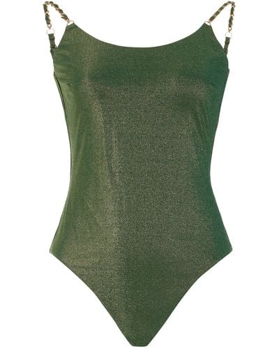 Zimmermann Halliday Chain-detailed Metallic Lurex One-piece Swimsuit - Green