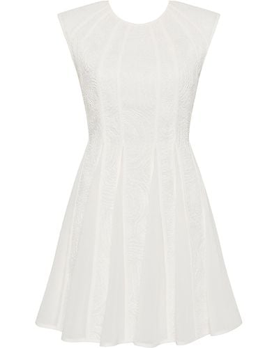 Aje. Soleil Pleated Lace Mini Dress - White