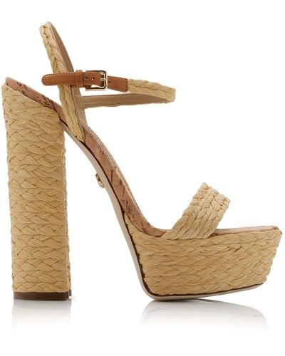 Dolce & Gabbana Raffia Platform Sandals - White