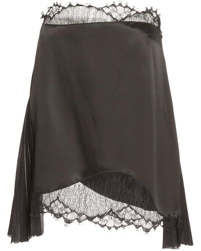 Victoria Beckham Lace Satin Mini Skirt - Gray