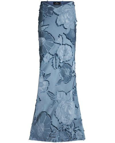 Etro Embroidered Jacquard Maxi Skirt - Blue