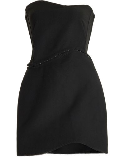 Anna October Wave Asymmetric Crepe Mini Dress - Black