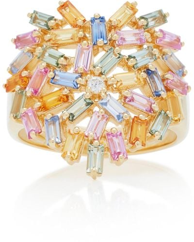 Suzanne Kalan 18k Yellow-gold And Diamond Pastel Heart Ring - Pink