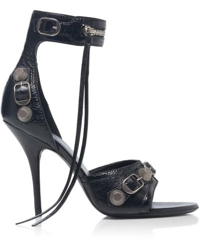 Balenciaga Cagole Leather Sandals - Black