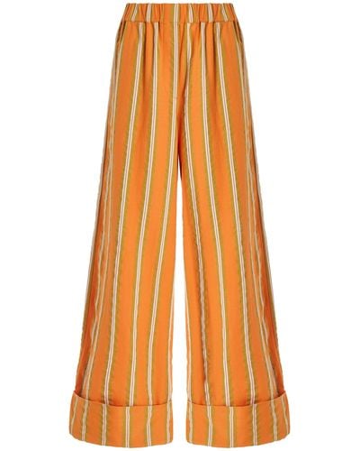 ALÉMAIS Gina Striped Cotton Wide-leg Trousers - Orange