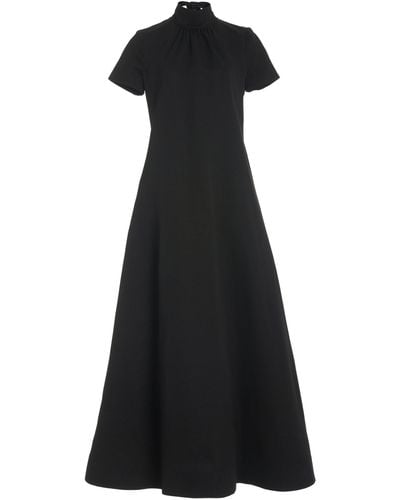 STAUD Ilana Tie-neck Cotton-blend Maxi Dress - Black