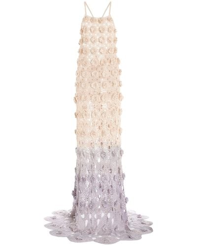 Alejandra Alonso Rojas Ombré-effect Crocheted Silk Gown - White
