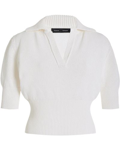 Proenza Schouler Reeve Knit Cotton-blend Polo Top - White
