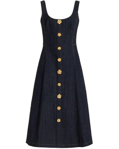 Adam Lippes Button-detailed Stretch Denim Midi Dress - Blue