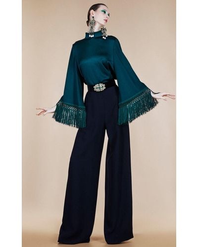 Andrew Gn High-waisted Wide-leg Pants - Blue
