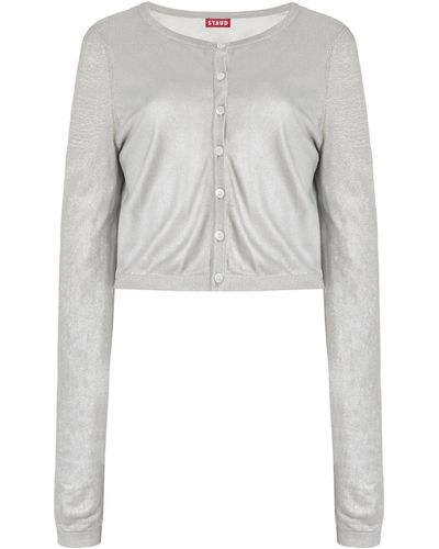 STAUD Deanna Cropped Knit Cardigan - White