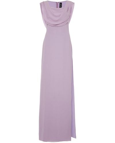 Del Core Draped Silk Gown - Purple