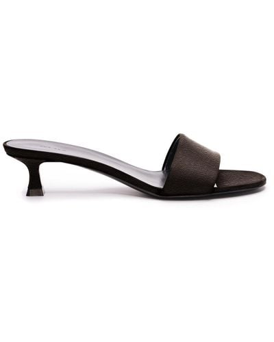 The Row Combo Leather Mules - Black