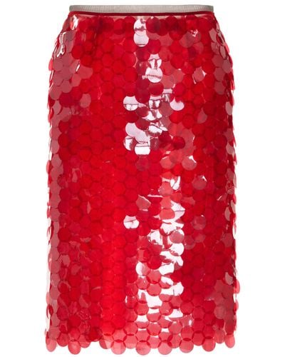 16Arlington Delta Sequined Nylon Midi Skirt - Red
