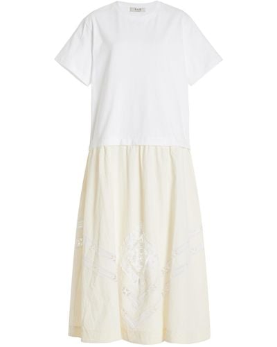 Sea Anisley Windbreaker Cotton Midi Dress - White