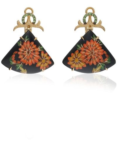 Silvia Furmanovich Marquetry Diamond And Tsavorite Earrings - Orange