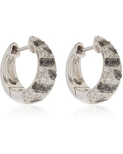 Yvonne Léon Zebra 18k White Gold Diamond Hoop Earrings - Multicolour