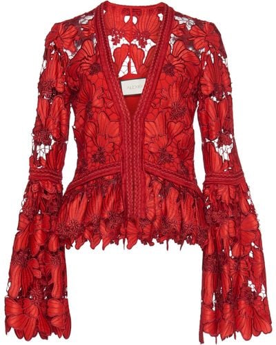 Alexis Vinton Bell Sleeve Lace Blouse - Red