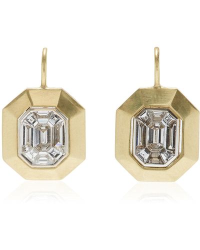 Sylva & Cie Mosaic 18k Yellow Gold Diamond Earrings - Metallic