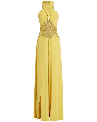 Zuhair Murad Color-block Broderie Anglaise-paneled Cotton Midi Dress Pastel Yellow