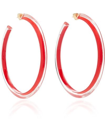 Alison Lou Large Jelly Lucite Hoop Earrings - Red