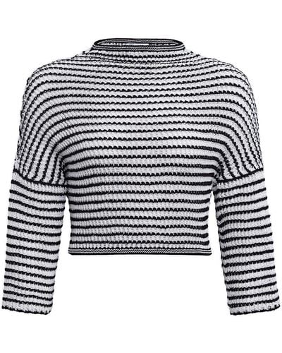 Alaïa Striped Knit Crop Top - White