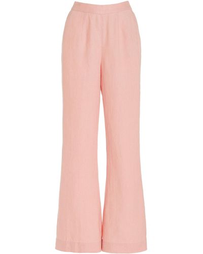 Posse Exclusive Tia Flared Linen Trousers - Pink