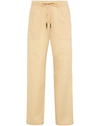 Siedres Pila Bead-embellished Cotton Trousers - Natural