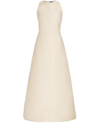 Brandon Maxwell The Shiva Linen-silk Maxi Dress - Natural