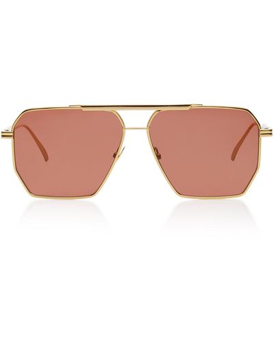 Bottega Veneta Original Aviator-frame Metal Sunglasses - Pink