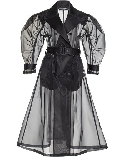 Dolce & Gabbana Organza Midi Trench Dress - Black