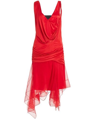 Givenchy Draped Silk Mini Dress - Red