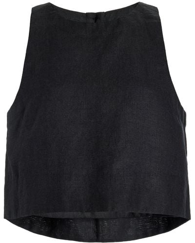 Posse Exclusive Poppy Linen Cropped Top - Black