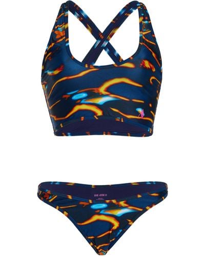 The Attico Asymmetric Printed Bikini Set - Blue