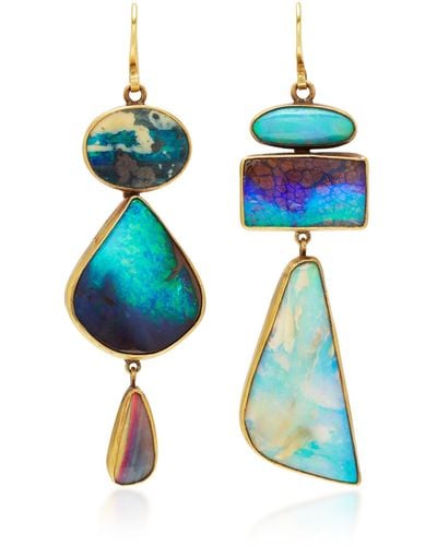 Judy Geib One-of-a-kind Vibrant Opal Mixed-shape Totem Earrings - Blue