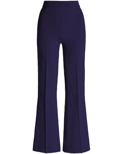 High Sport Kick Flared Stretch-cotton Knit Trousers - Blue