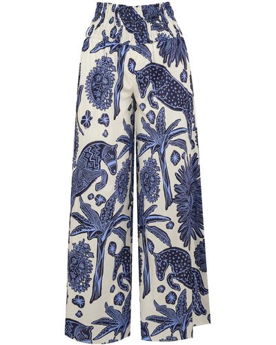 Johanna Ortiz La Esperanza Printed Cotton Wide-leg Pants - Blue