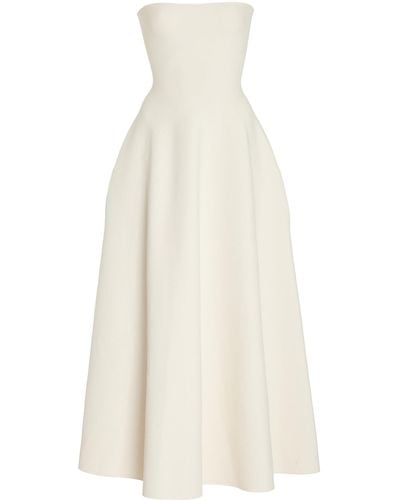 Brandon Maxwell Berry Strapless Knit Midi Dress - White