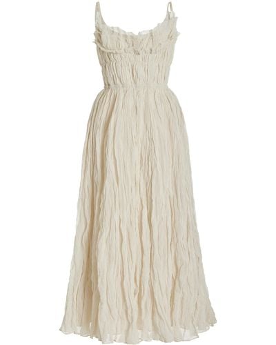 Altuzarra Brigitte Ruffled Cotton-blend Midi Dress - Natural