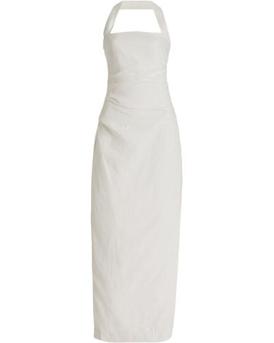 Sir. The Label Exclusive Noemi Linen Midi Halter Dress - White