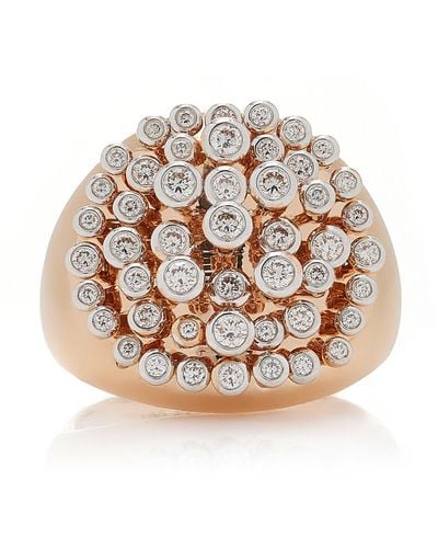 Marie Mas King Wave 18k Rose Gold Diamond Ring - White