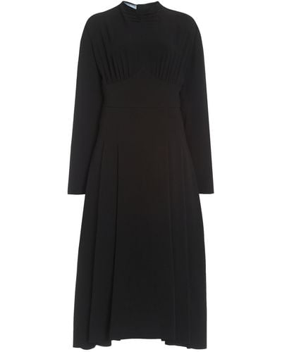 Prada Satin Sable Midi Dress - Black
