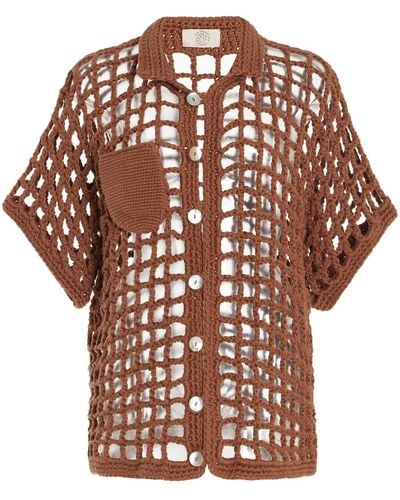 Nia Thomas Sessa Crocheted Cotton Shirt - Brown